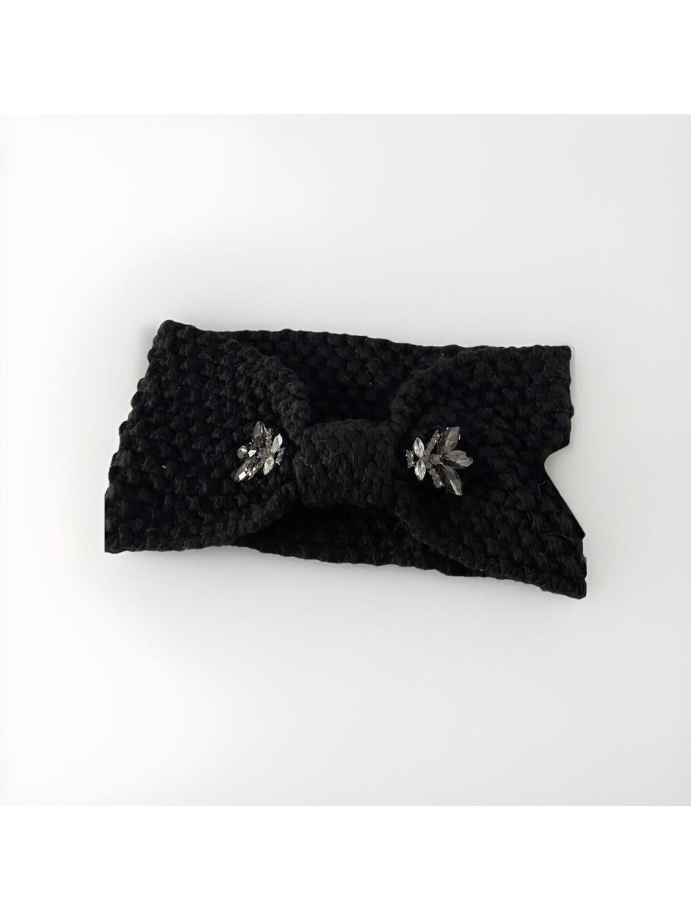 Black Knitted Winter Headband for Women – Warm & Stylish Ear Warmer